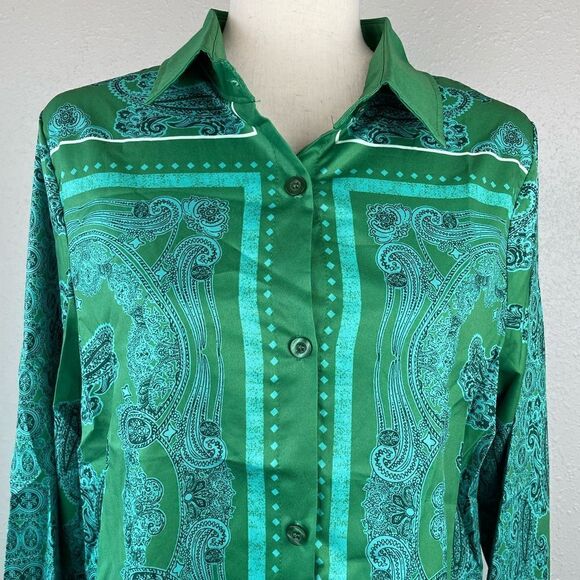NWOT MISSLOOK Green Button Down Shirt Size L - Picture 2 of 7